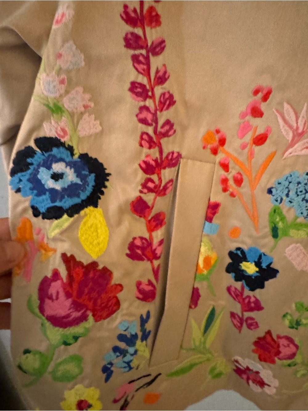 *VIRAL* Beige Embroidered Floral Trench Coat - Picture 4 of 8